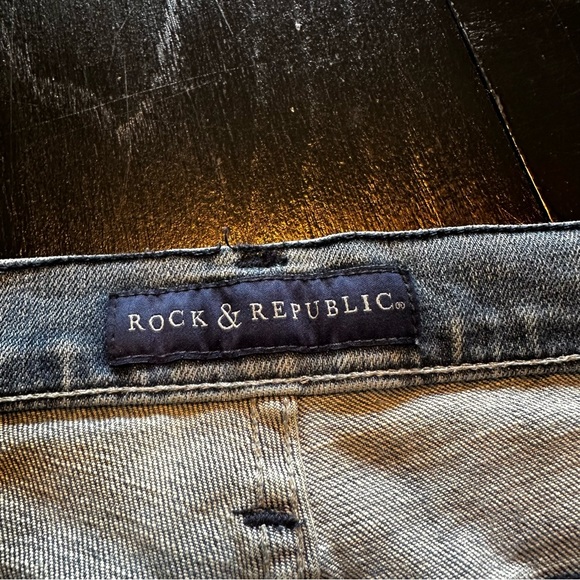 Rock & Republic Size 6 Flare Wide Leg Light Wash Denim Jean Y2K Mom Jean - Picture 6 of 13